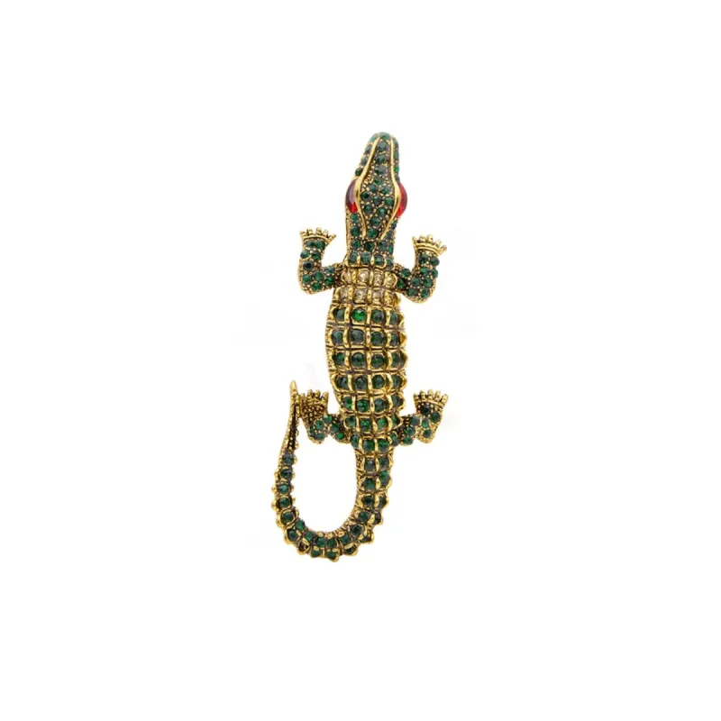 Green Crystal Alligator Brooch made by Zulily