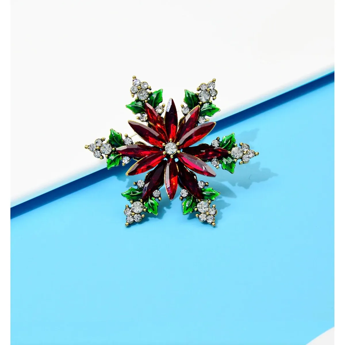 Don't Ask Red Festive Red Poinsettia Brooch Pin sold by Zulily product image thumbnail 2