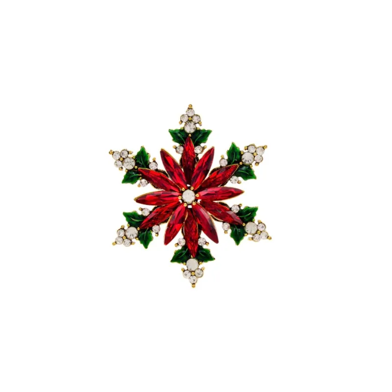 Don't Ask Red Festive Red Poinsettia Brooch Pin made by Zulily