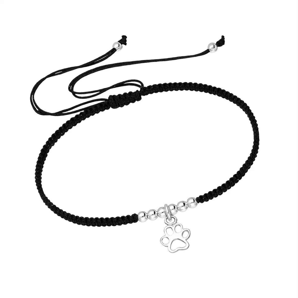 Black Adjustable Sterling Silver Paw Print Bracelet sold by Zulily