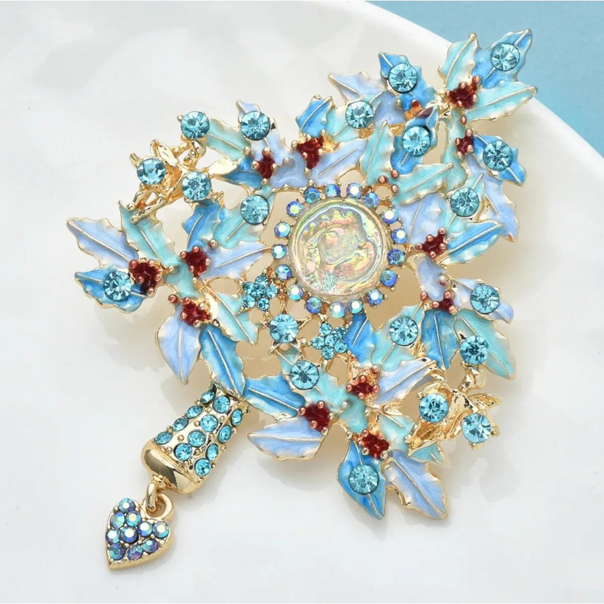 Blue Crystal Christmas Tree Brooch sold by Zulily product image thumbnail 2