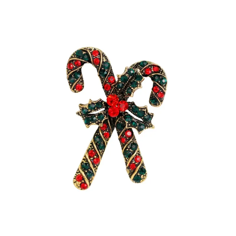Red & Green Crystal Candy Canes Brooch sold by Zulily