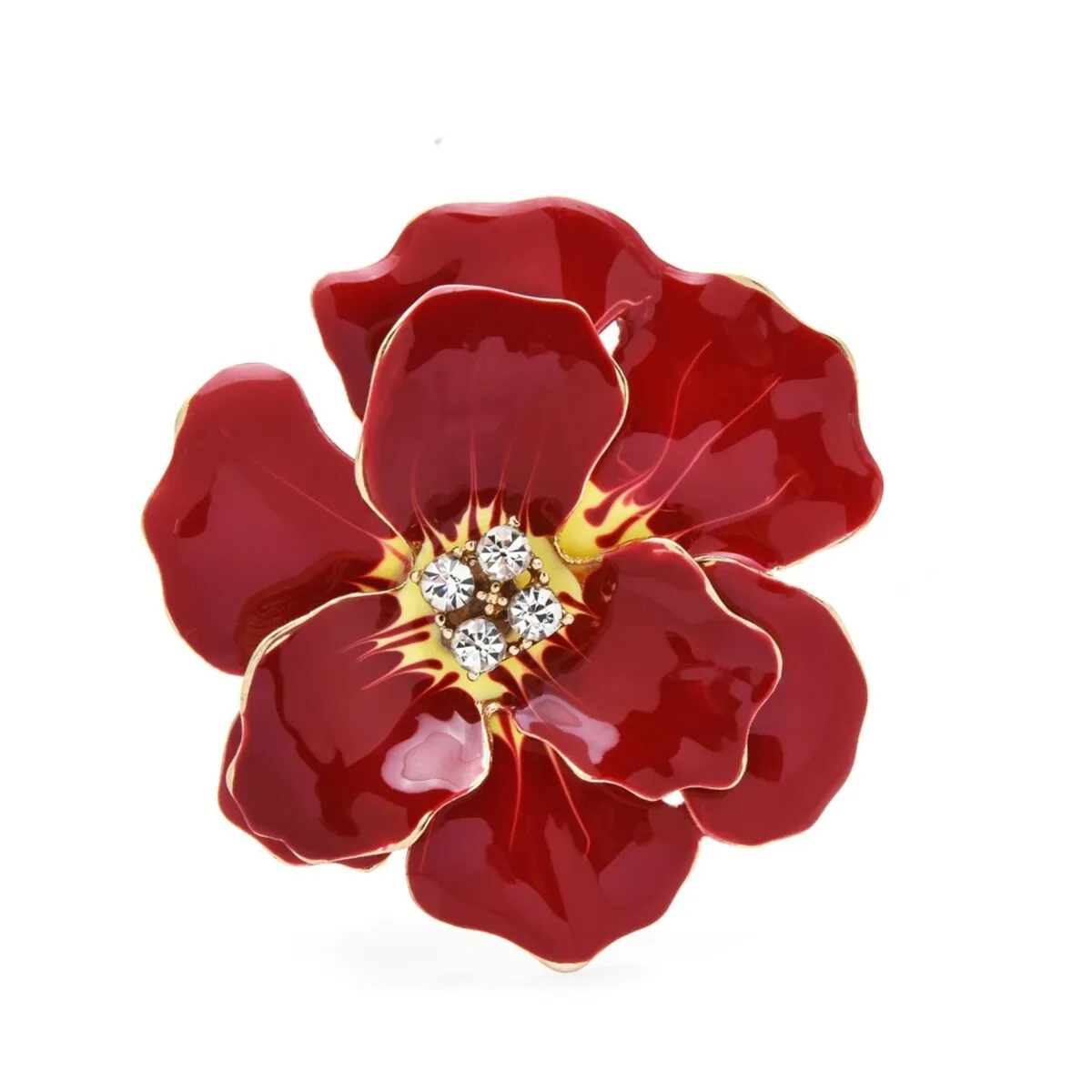 Red Flower & Crystal Brooch sold by Zulily