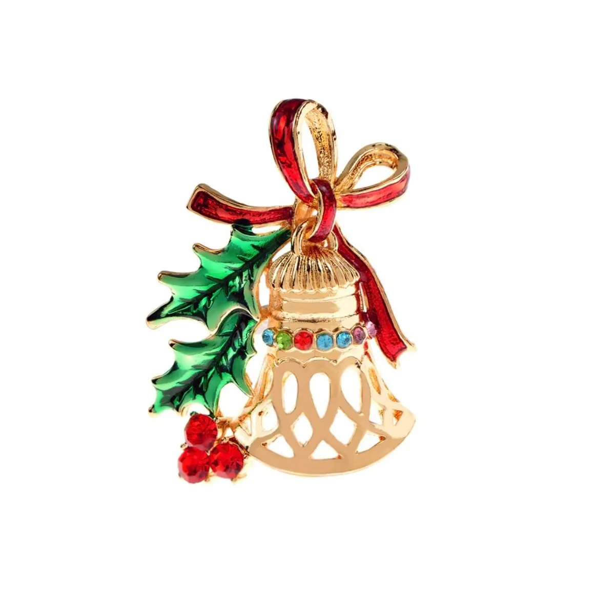 Goldtone Christmas Bell Brooch sold by Zulily