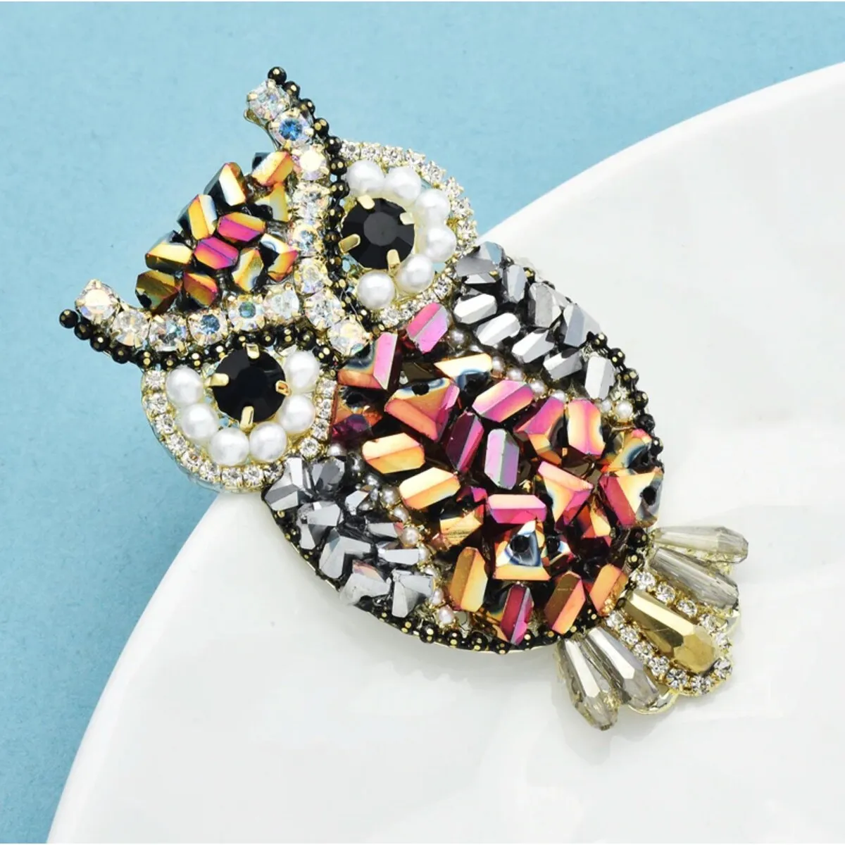 Multi Coloured Crystal Owl Brooch sold by Zulily product image thumbnail 2