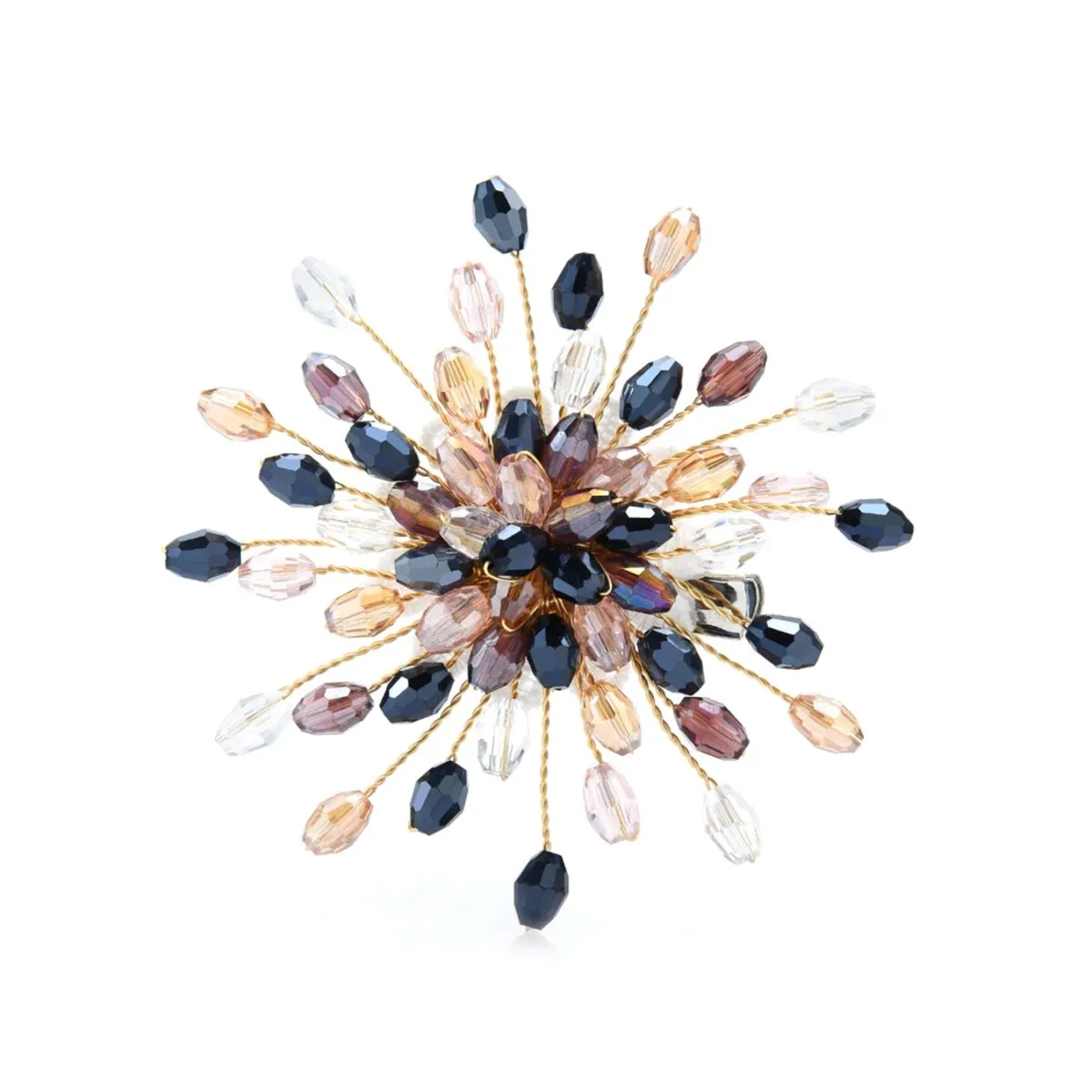 Navy & Mauve Crystal Starburst Brooch sold by Zulily