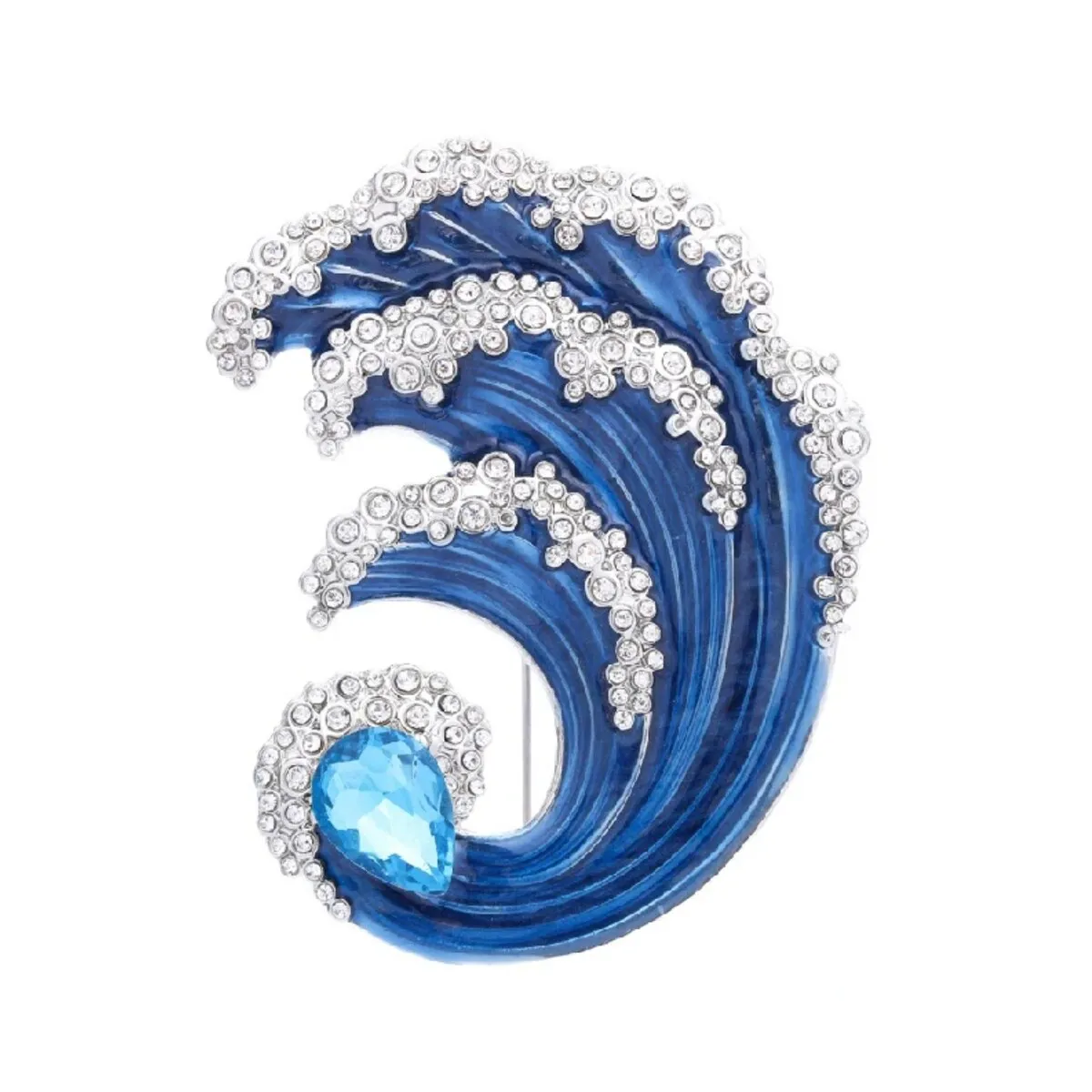 Blue Wave & Teardrop Crystal Brooch sold by Zulily