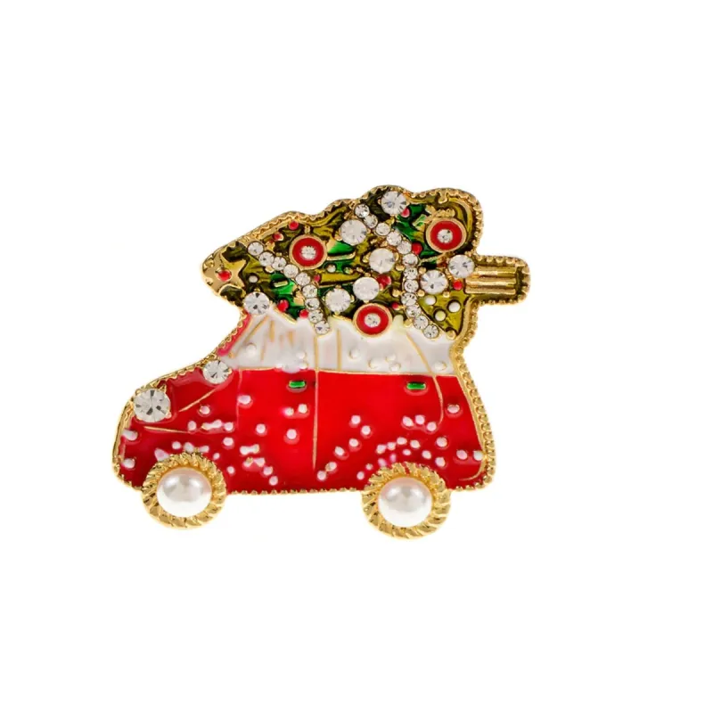 Red Car With Christmas Tree Brooch sold by Zulily