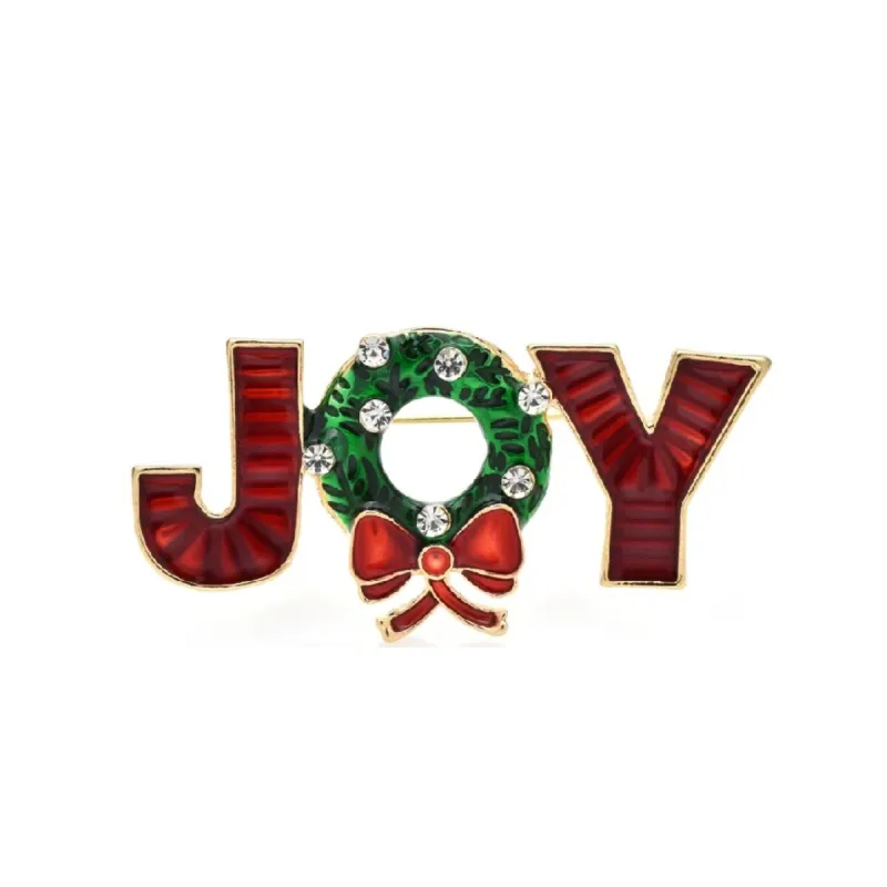 Don't AsK Red and Green Joy Wreath Brooch sold by Zulily