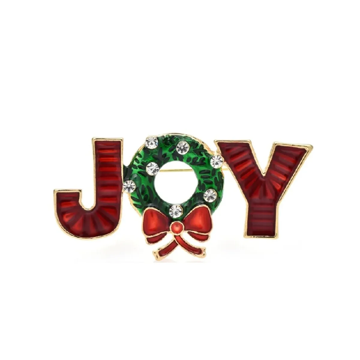 Don't AsK Red and Green Joy Wreath Brooch sold by Zulily