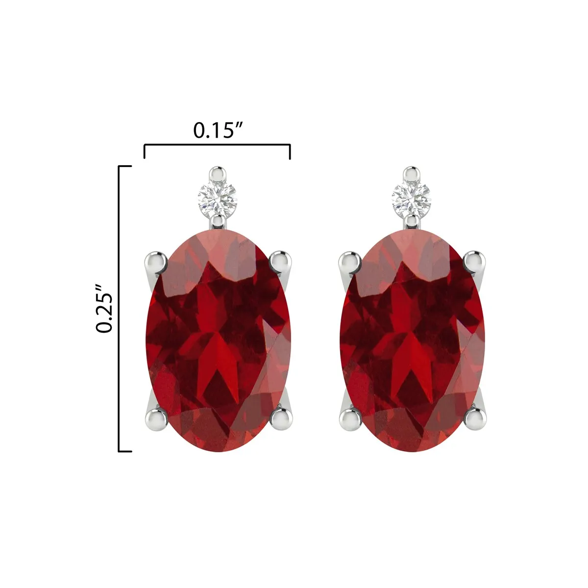 Stud Earrings in Sterling Silver 1.35Ct Natural Garnet and White Diamond for Gifts sold by Zulily product image thumbnail 3