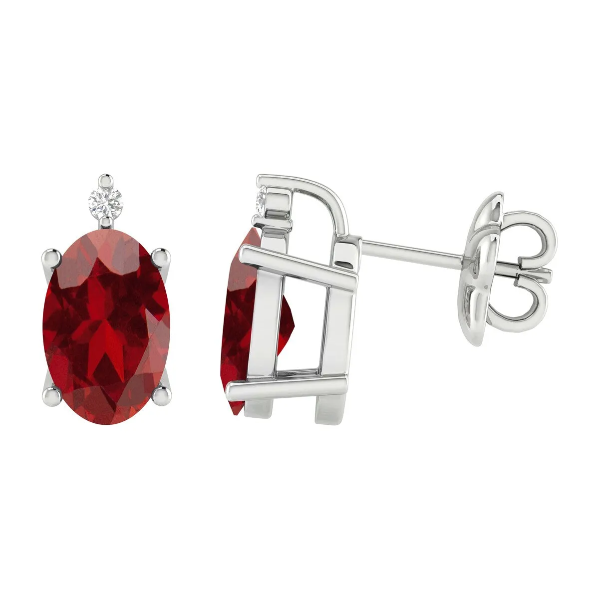 Stud Earrings in Sterling Silver 1.35Ct Natural Garnet and White Diamond for Gifts sold by Zulily