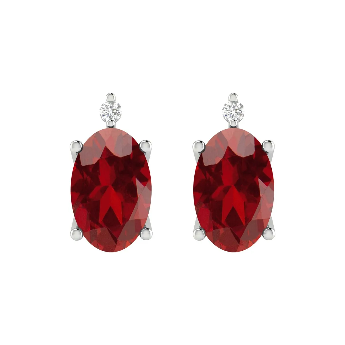 Stud Earrings in Sterling Silver 1.35Ct Natural Garnet and White Diamond for Gifts sold by Zulily product image thumbnail 2