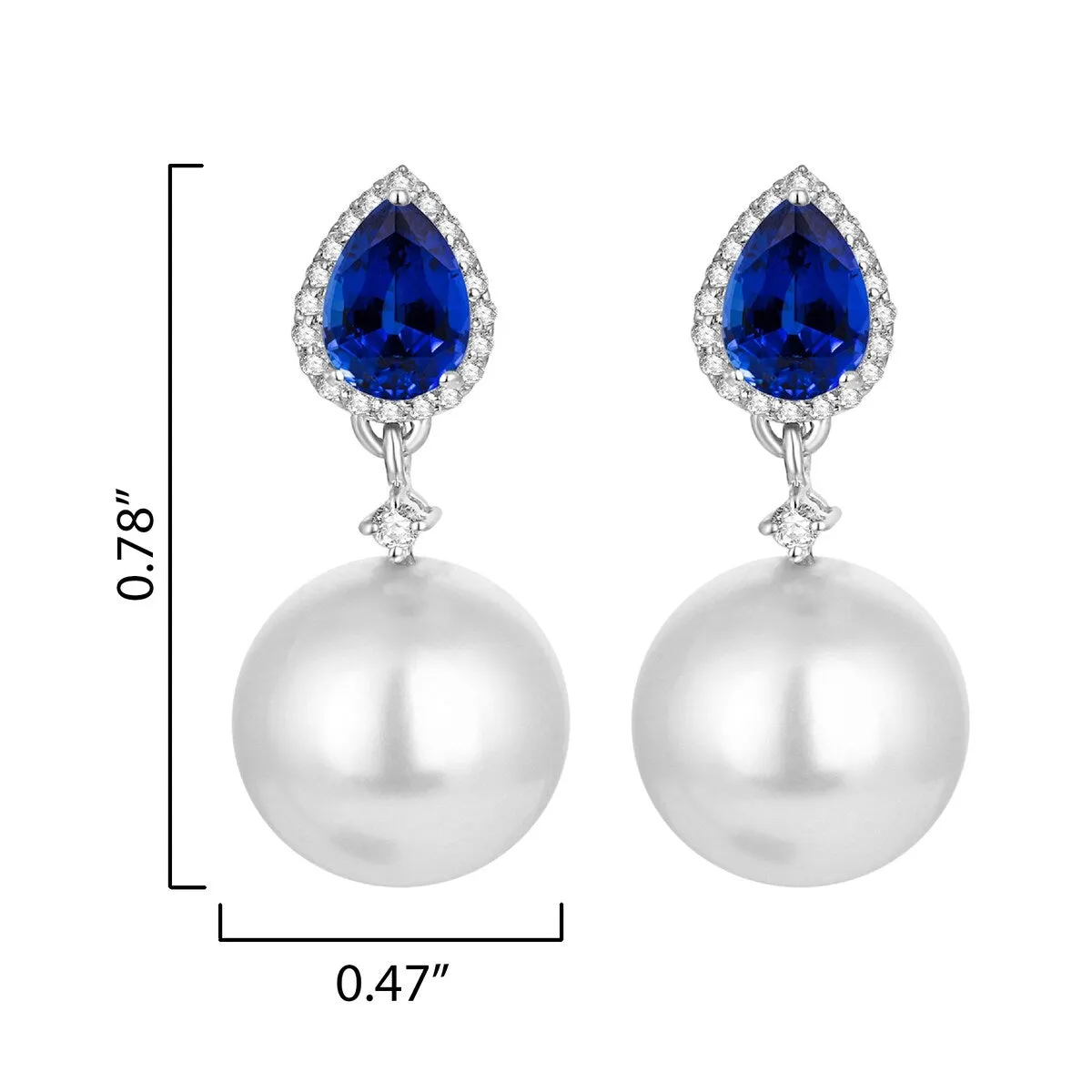 Elegant Shell Pearl, Blue Sapphire and White Topaz Drop Earrings in Sterling Silver sold by Zulily product image thumbnail 2