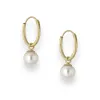 14k Gold Sterling Silver White Freshwater Pearl Huggie Hoop Earrings (121023-26) sold by Zulily