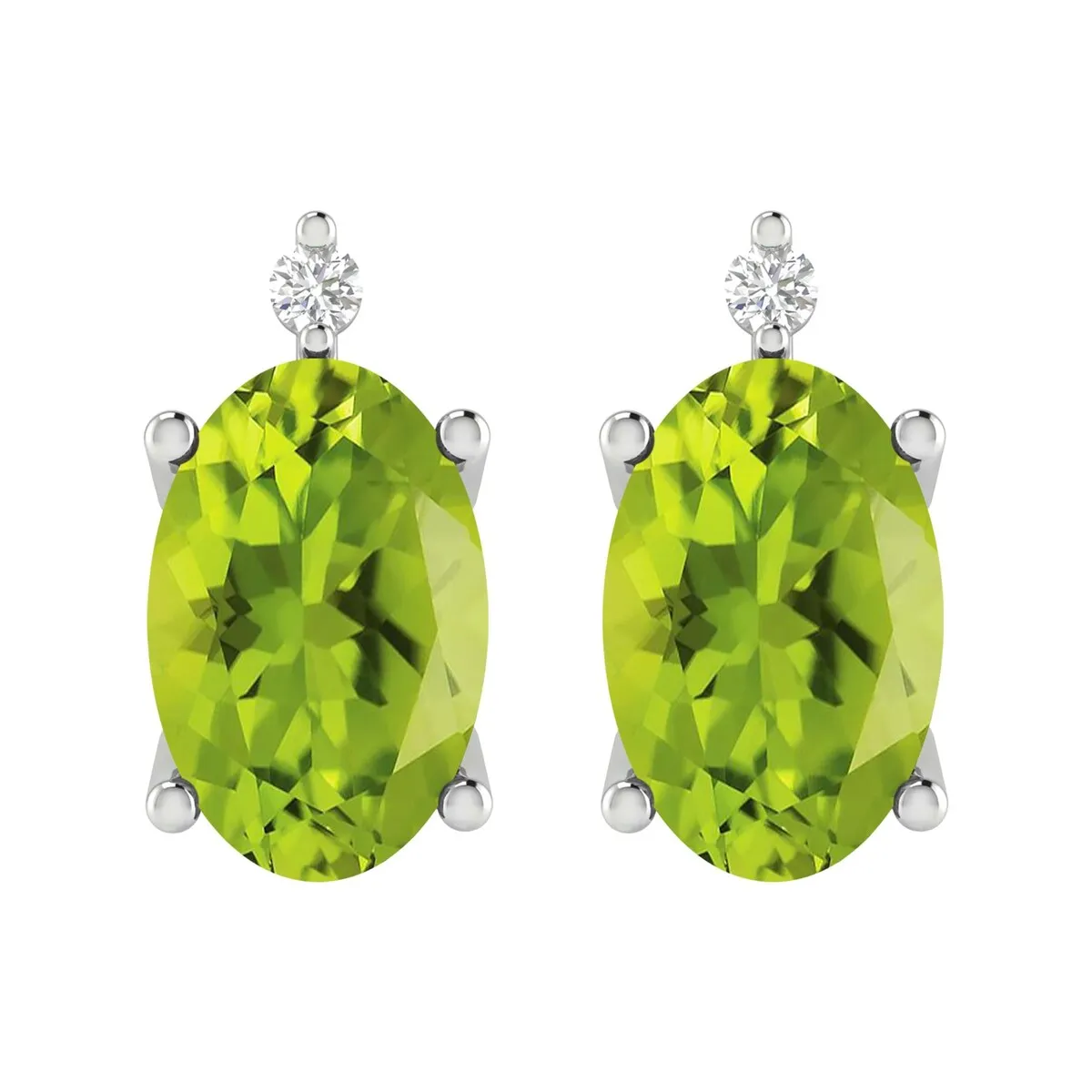 Sterling Silver 1.00ct Natural Peridot and White Diamond Stud Earrings sold by Zulily product image thumbnail 2