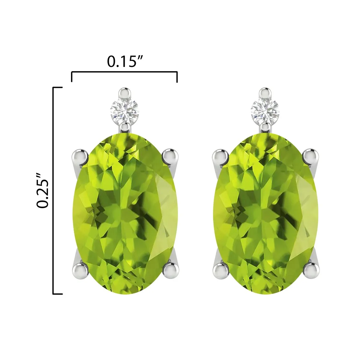 Sterling Silver 1.00ct Natural Peridot and White Diamond Stud Earrings sold by Zulily product image thumbnail 3