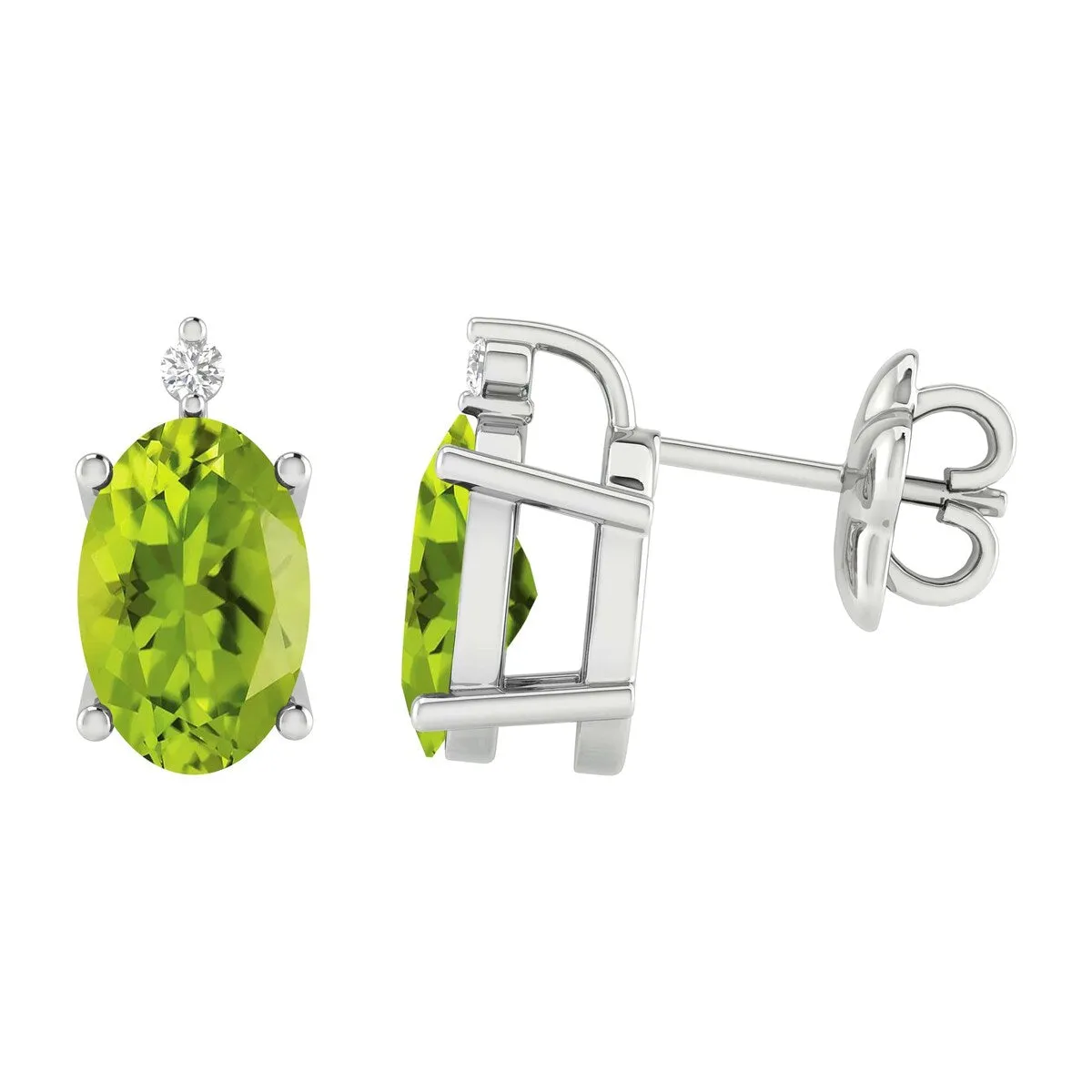 Sterling Silver 1.00ct Natural Peridot and White Diamond Stud Earrings sold by Zulily
