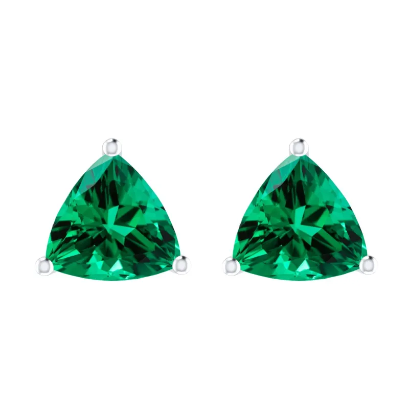 Sterling Silver Trillion Shape 3.00Ct Emerald Stud Earrings Gifts for Her sold by Zulily