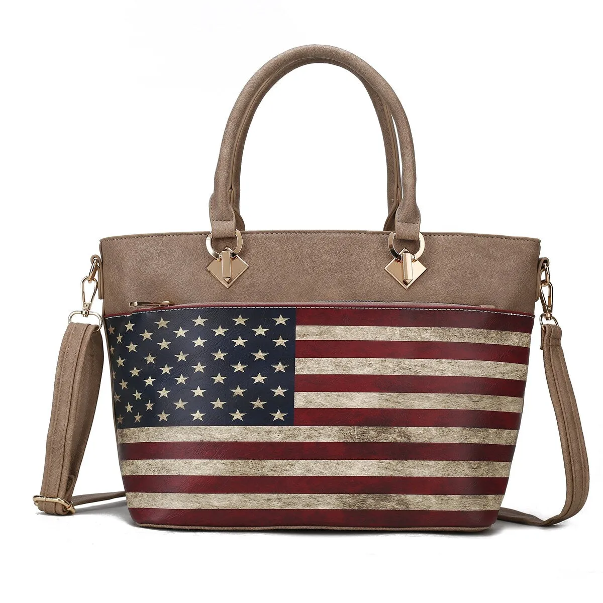 Lilian Printed Flag Tote Bag - 14"W x 18"L x 7"H sold by Zulily product image thumbnail 3