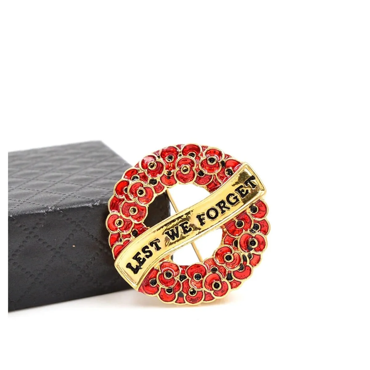 Don't AsK Goldtone "lest We Forget" Red Poppies Wreath Brooch sold by Zulily product image thumbnail 2