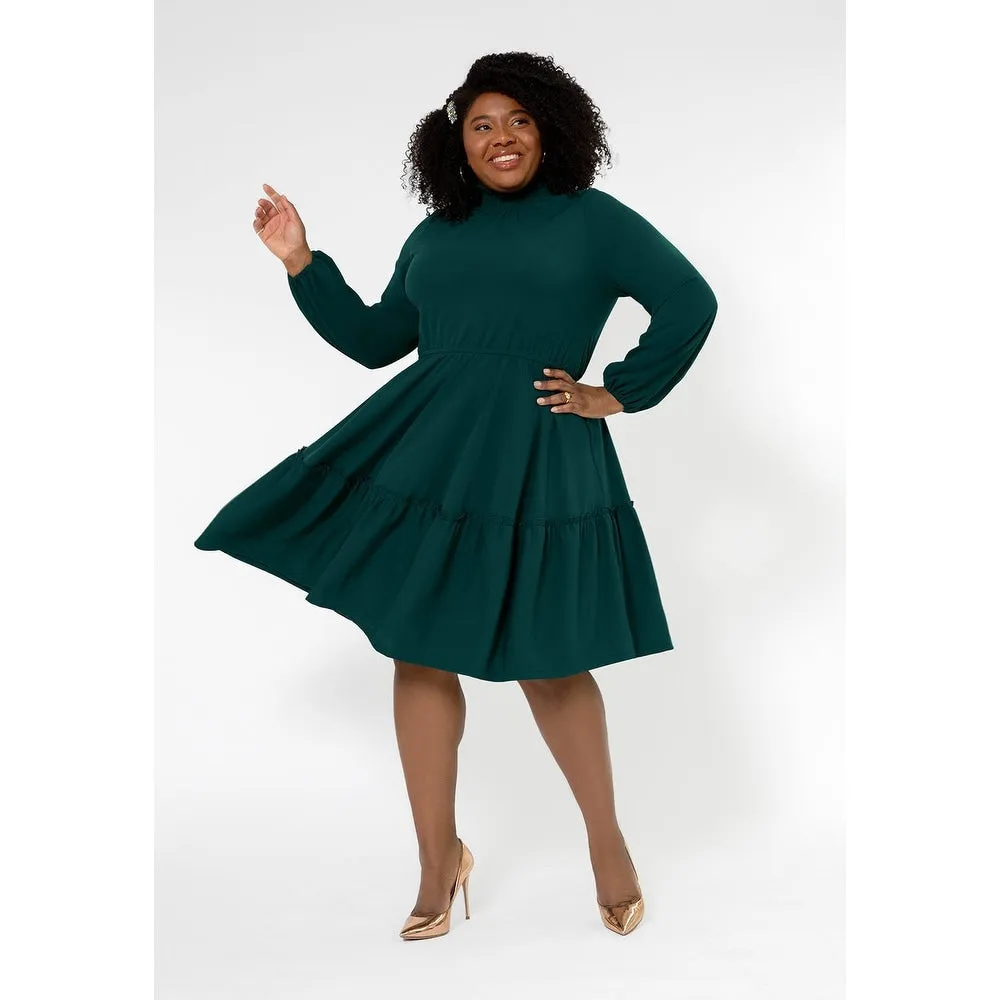 Leota Women's Long Sleeve Olive Boho Jersey Tiered Dress (Curve) Green sold by Zulily product image thumbnail 2