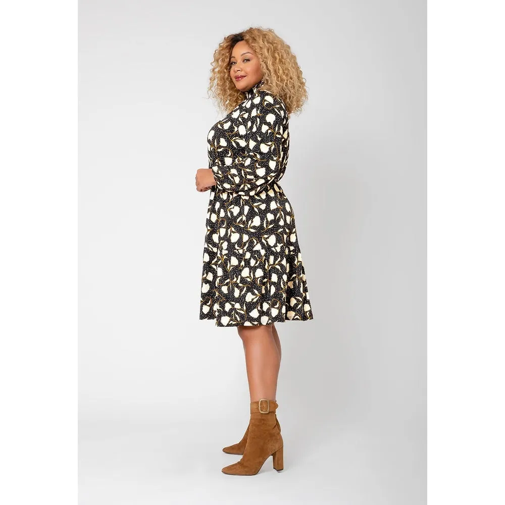 Leota Women's Long Sleeve Olive Boho Tiered Jersey Dress (Curve) Black sold by Zulily product image thumbnail 3