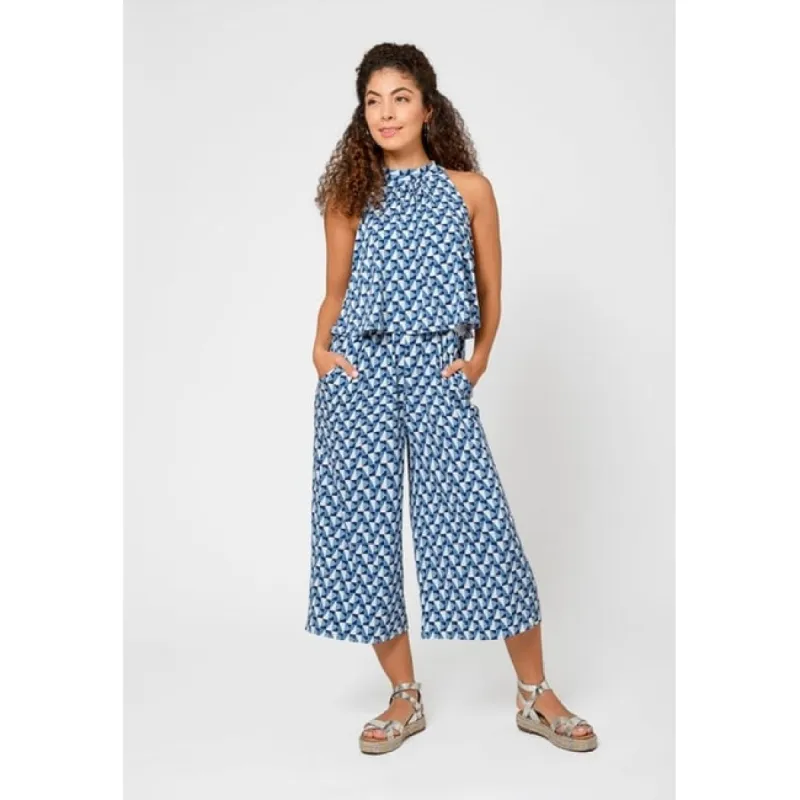 Leota Women's Skyler Wide Leg Cropped Jumpsuit Blue sold by Zulily