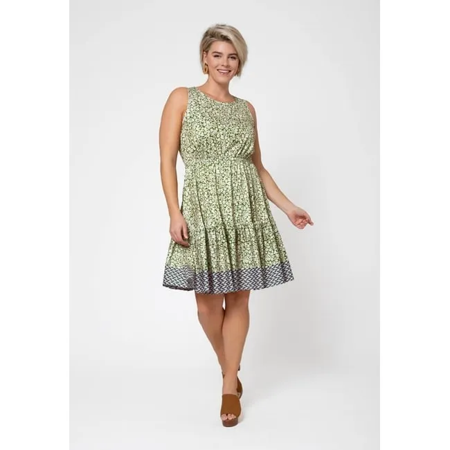 Leota Women's Kristen Sleeveless Ruffle Hem Dress (Curve) Green sold by Zulily
