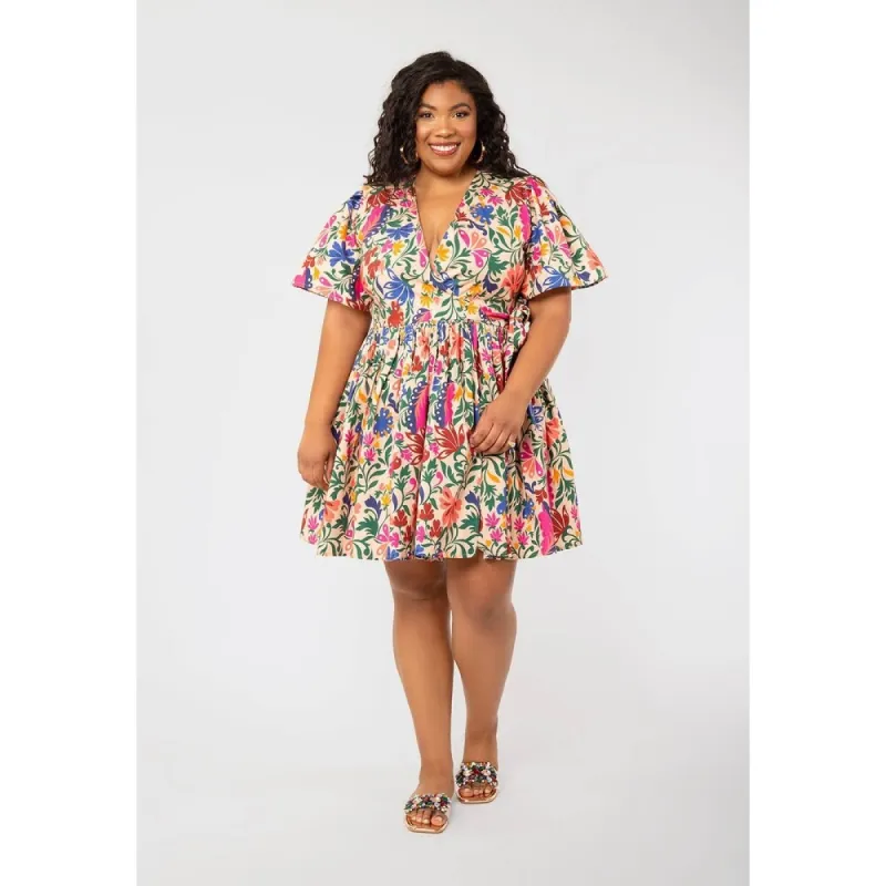 Leota Alena Floral Mini Dress Multi Beige Size Xx-Large sold by Zulily