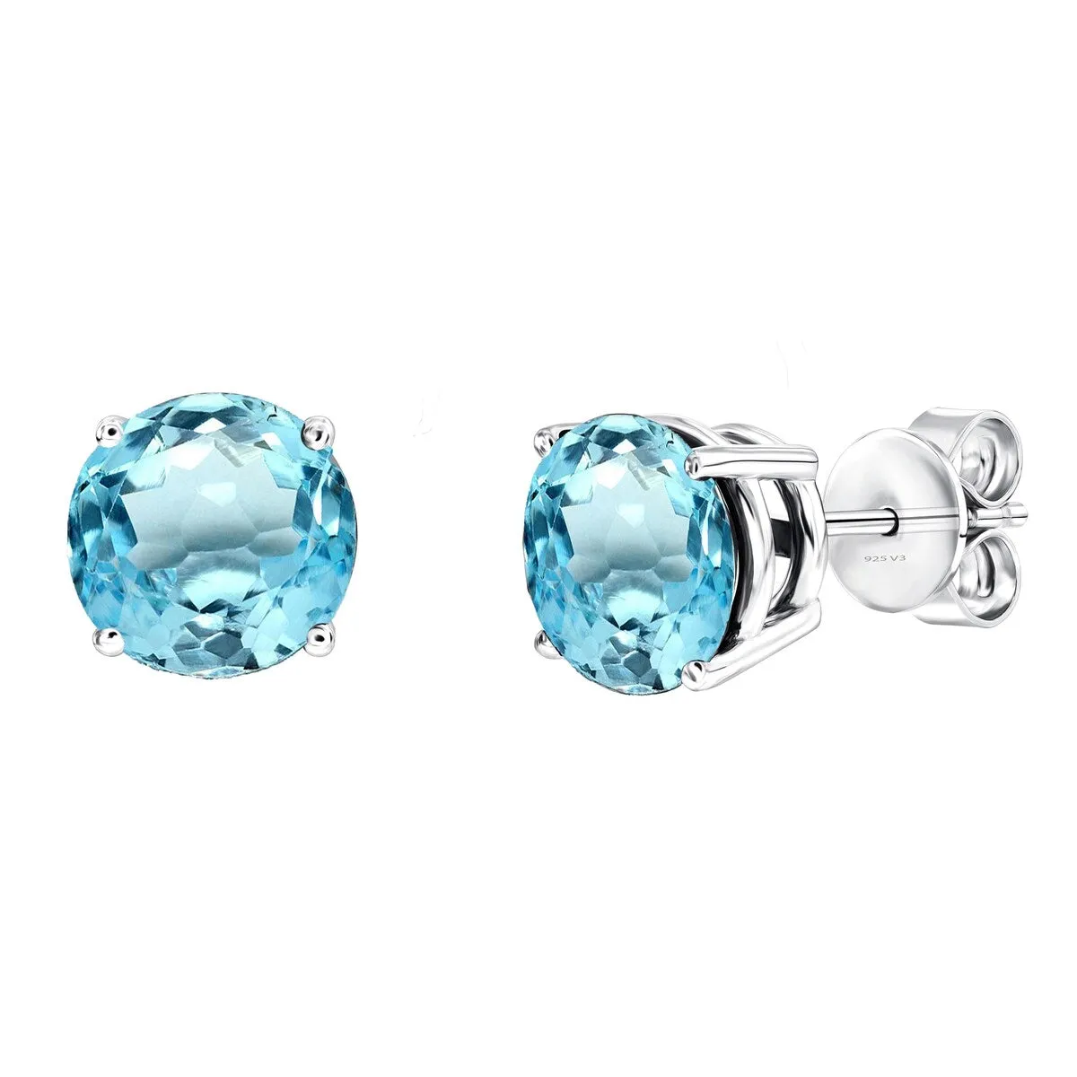 Set of 3 Sterling Silver Stud Earrings - London Blue Topaz, Sky Blue Topaz and White Topaz sold by Zulily product image thumbnail 2