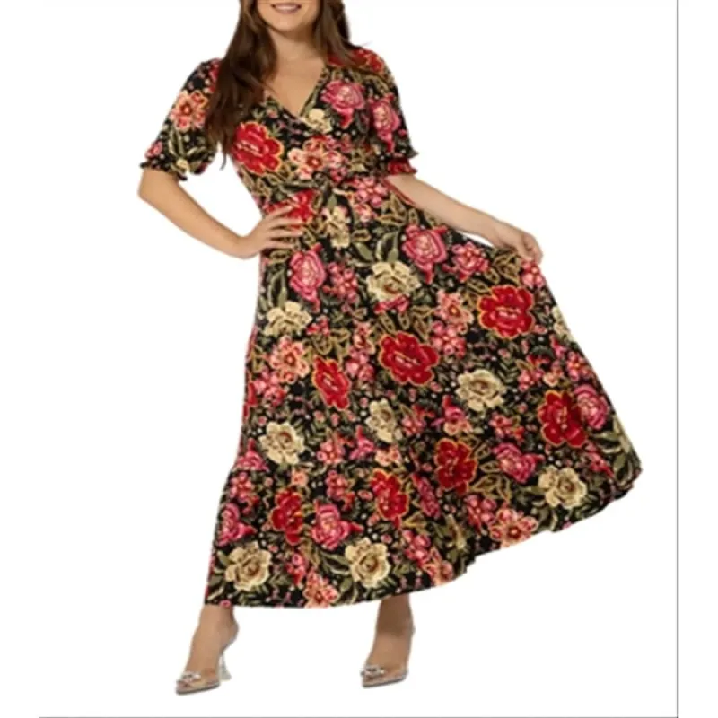 Leota Women's Marlo Faux Wrap Jersey Maxi Dress Red Size Small sold by Zulily