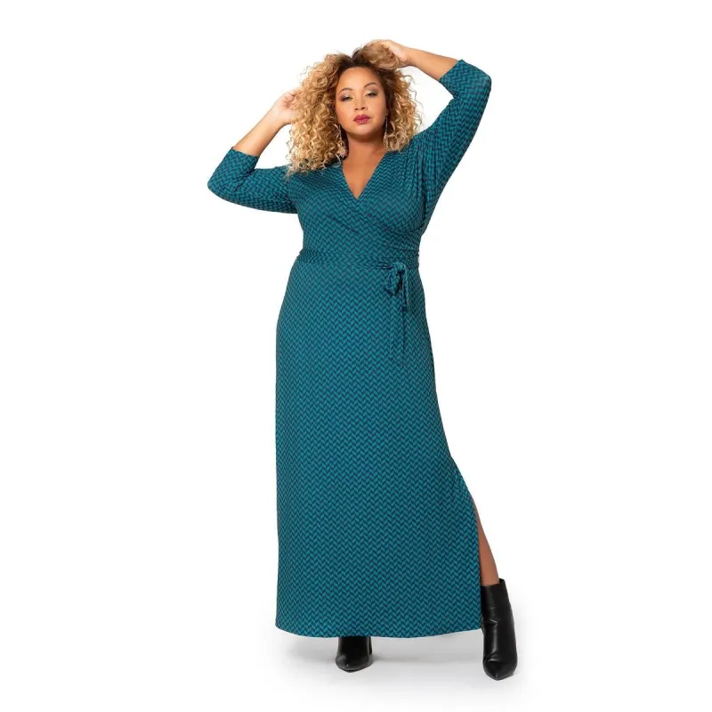 Leota Women's Perfect Wrap Maxi Dress Blue Size 2Xl sold by Zulily