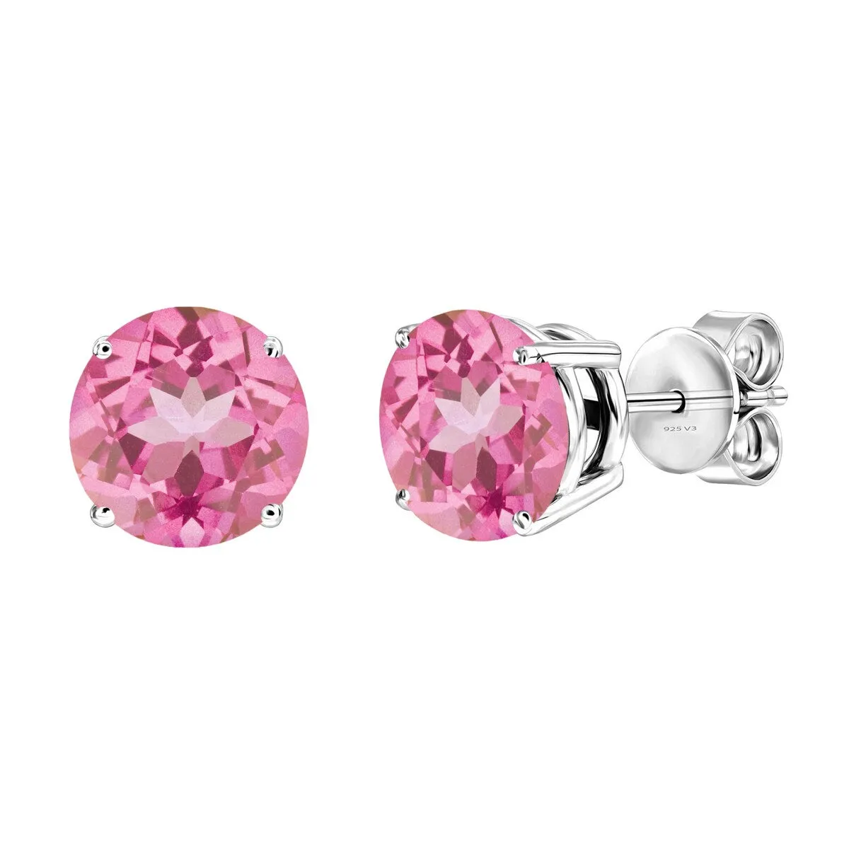 Set of 3 Sterling Silver Stud Earrings - Pink Topaz, Fire Topaz and White Topaz sold by Zulily product image thumbnail 3