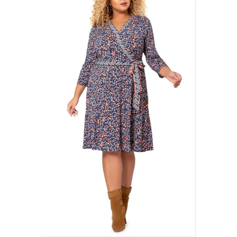 Leota Women's Perfect Faux Wrap Dress Blue Size 2X sold by Zulily