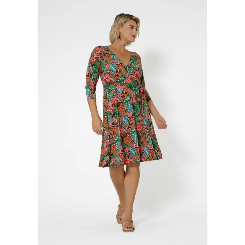 Leota Women's 3/4 Sleeve Perfect Wrap Dress (Curve) Multi sold by Zulily