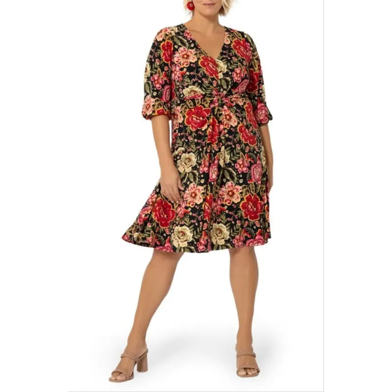 Leota Women's Tanya Floral Print Dress Red Size 2X sold by Zulily