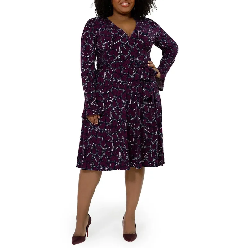 Leota Women's Rosalia Puff Sleeve Wrap Dress Purple Size 3X sold by Zulily