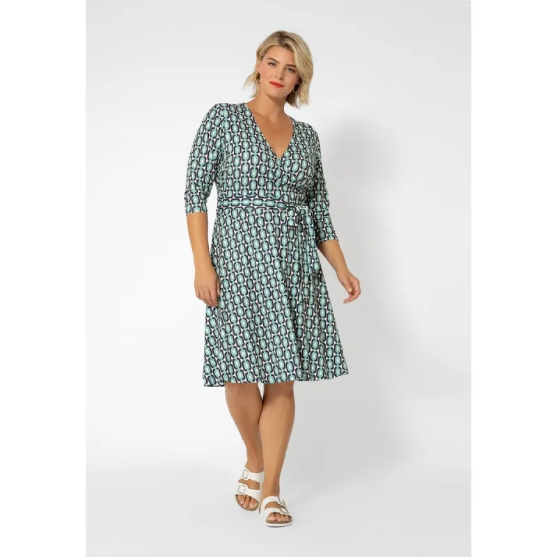 Leota Women's 3/4 Sleeve Perfect Wrap Dress (Curve) Green made by Zulily