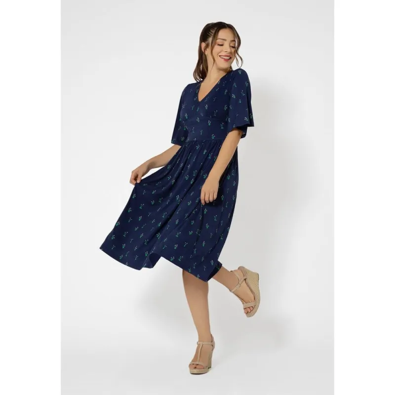 Leota Women's Short Sleeve Zoe Midi Jersey Dress Blue Size X-Small sold by Zulily