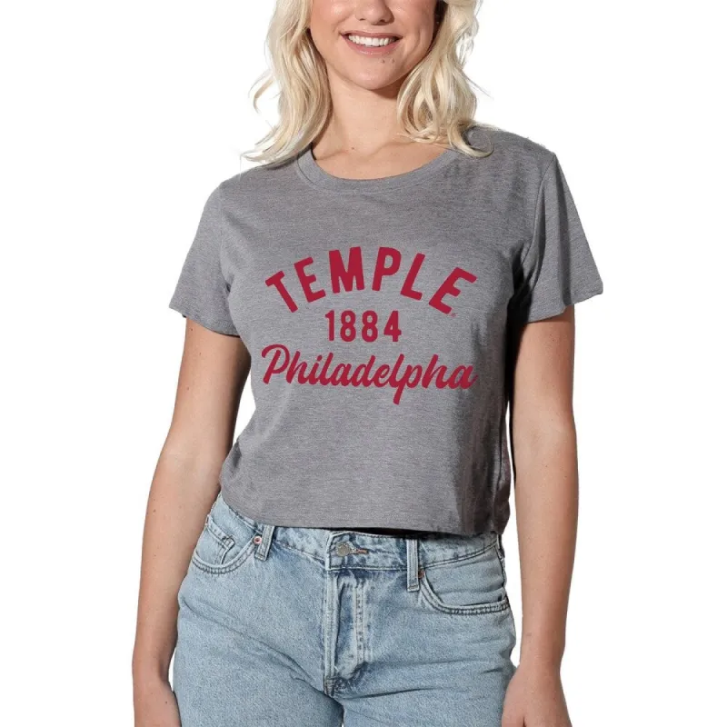 Temple University Classic Script Women's Short Sleeve Crop Top sold by Zulily