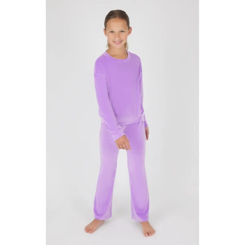 90 Degree By Reflex Girls Rib Velour Ember Top and Rib Velour Crossover Flared Pant And Scrunchie Set sold by Zulily