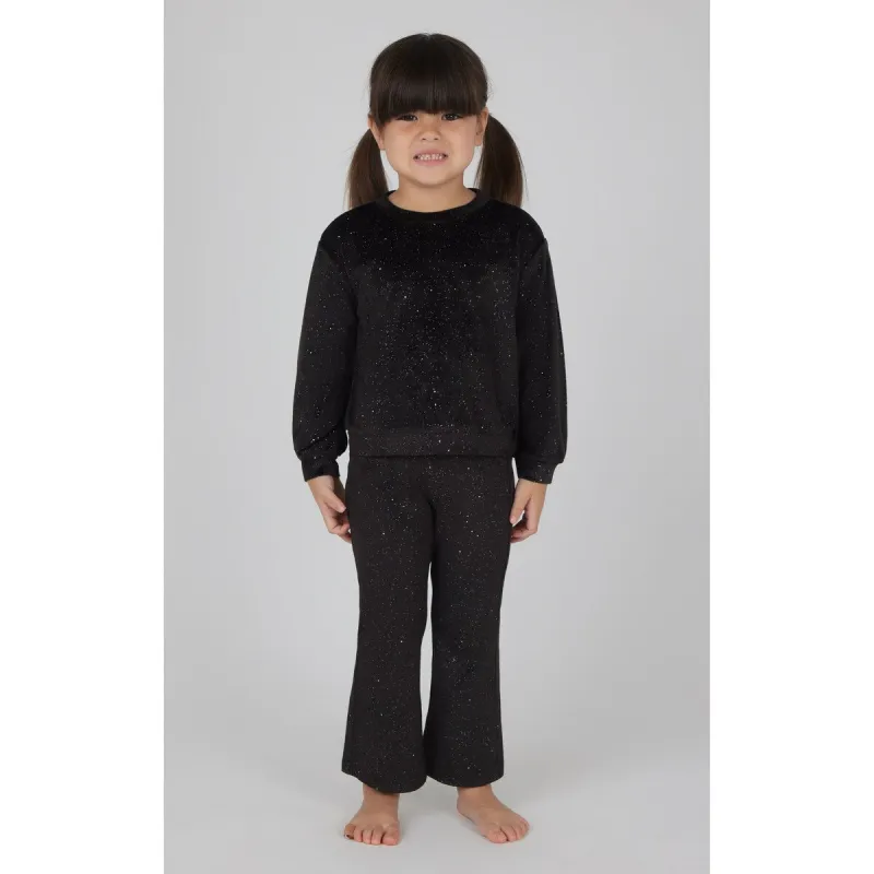 90 Degree By Reflex Little Girls Speckled Velour Darling Crew With Balloon Sleeve And Speckled Velour Flared Pant Set sold by Zulily