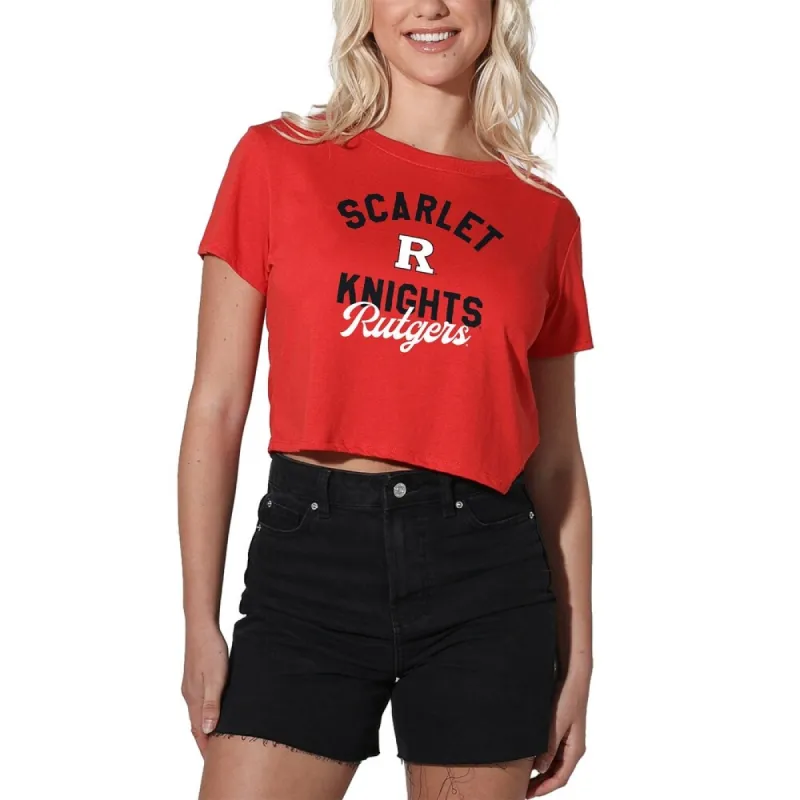 Rutgers University Classic Script Women's Short Sleeve Crop Top sold by Zulily