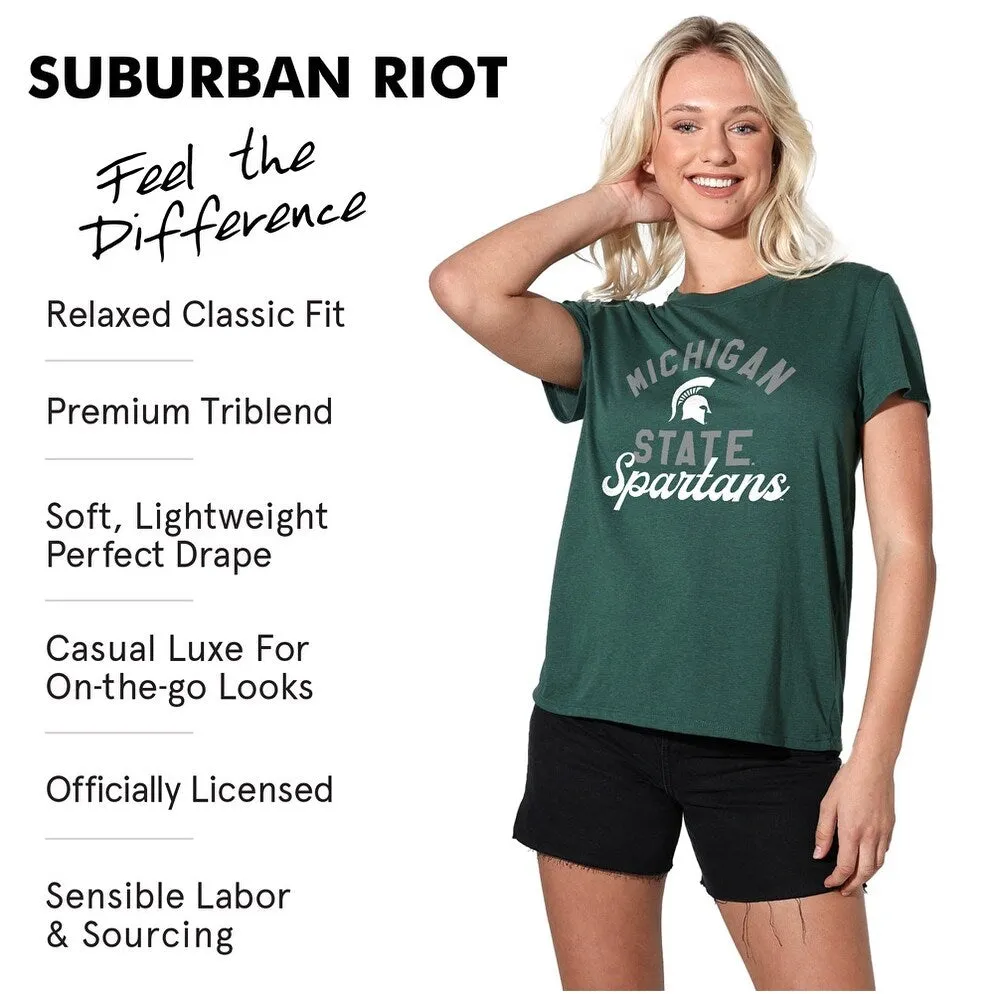 Michigan State University Classic Script Loose Women's Tri-Blend Short Sleeve T-Shirt sold by Zulily product image thumbnail 5