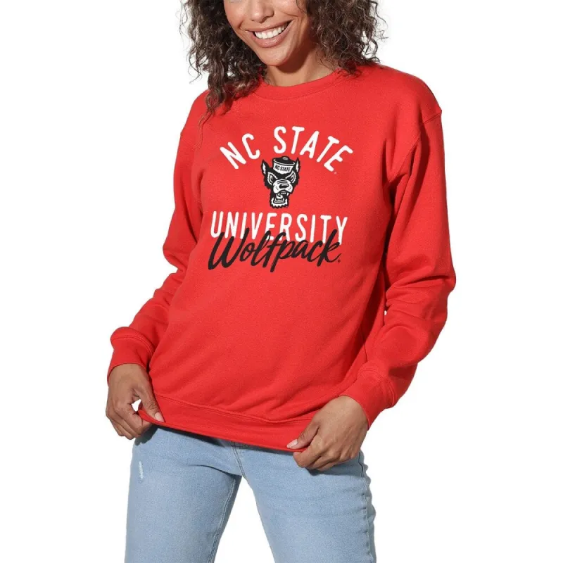 North Carolina State University Classic Script Willow Women's Long Sleeve Fleece Sweatshirt sold by Zulily