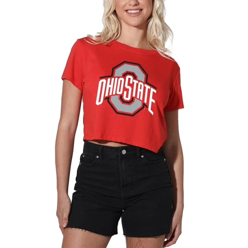 The Ohio State University Traditional Women's Short Sleeve Crop Top sold by Zulily