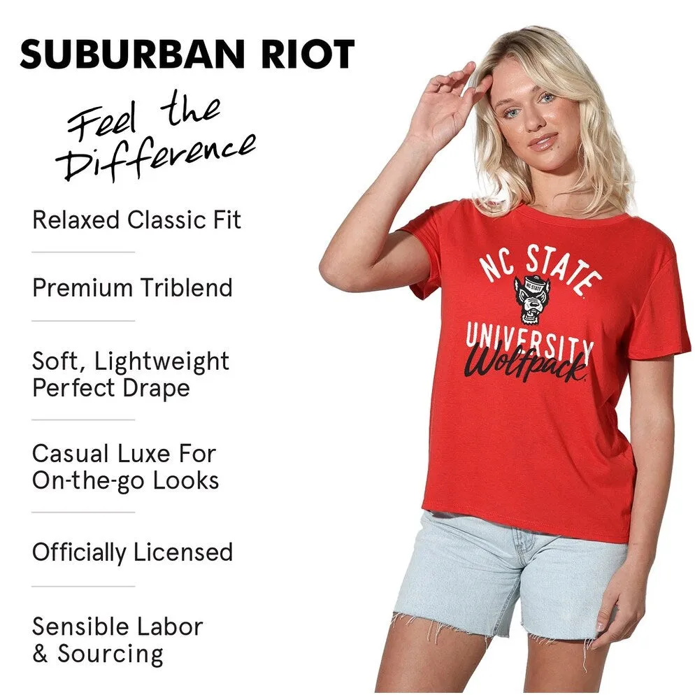 North Carolina State University Classic Script Loose Women's Tri-Blend Short Sleeve T-Shirt sold by Zulily product image thumbnail 2