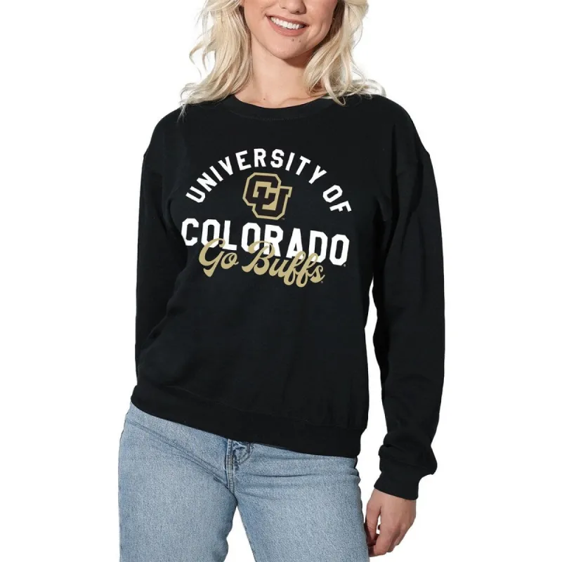 University of Colorado Classic Script Willow Women's Long Sleeve Fleece Sweatshirt sold by Zulily