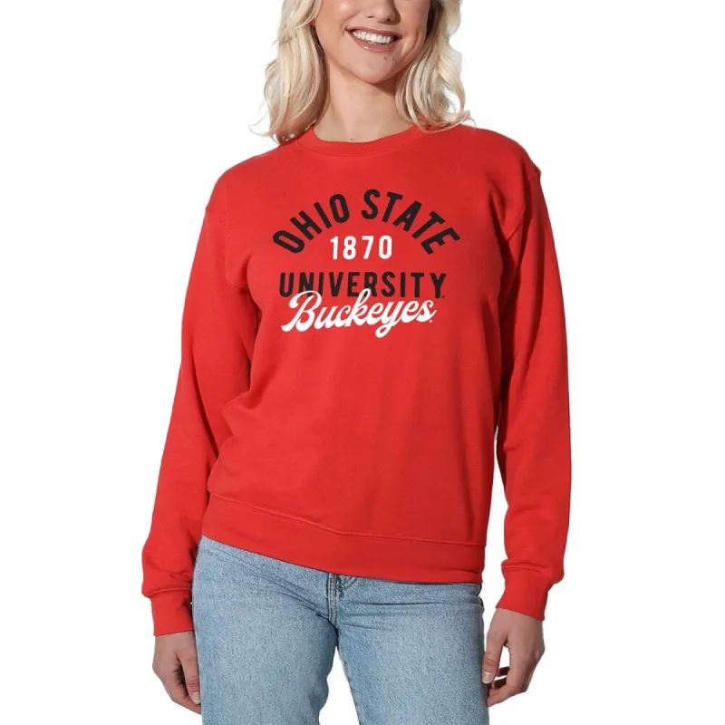 Ohio State University Classic Script Willow Women's Long Sleeve Fleece Sweatshirt sold by Zulily